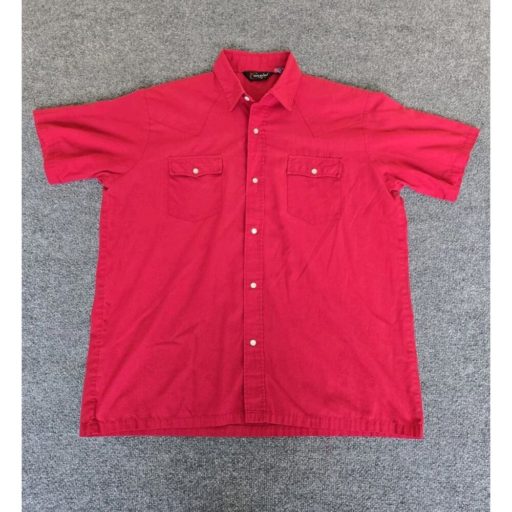 Vintage Corzini Pearl Snap Shirt Mens 1X Red Western Wear Paisley Rodeo Cowboy